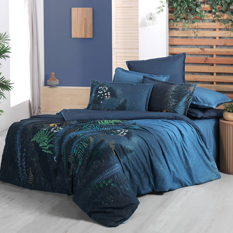 DEEP BLUE FANCY POPLIN TEK KİŞİLİK NEVRESİM TAKIMI