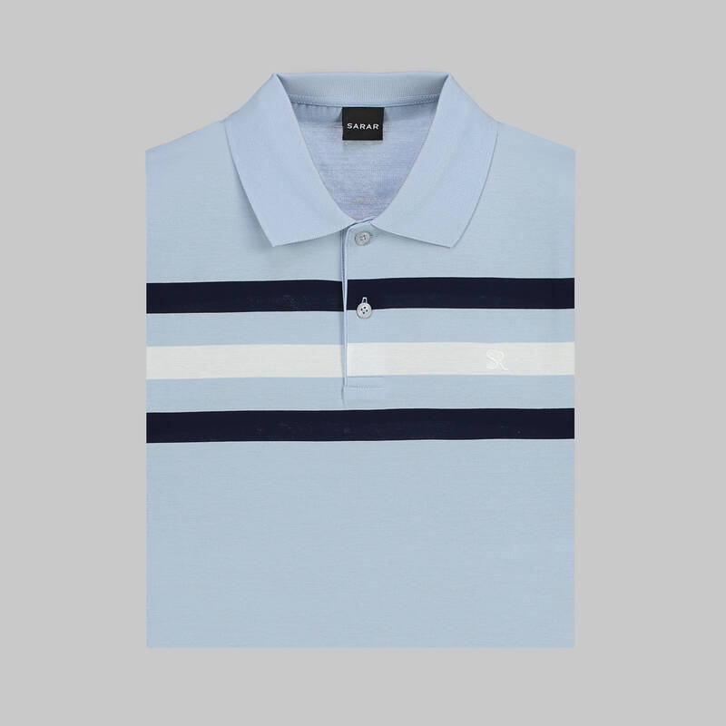 POLO YAKA ÖNÜ ÇİZGİLİ SİYAH TİŞÖRT