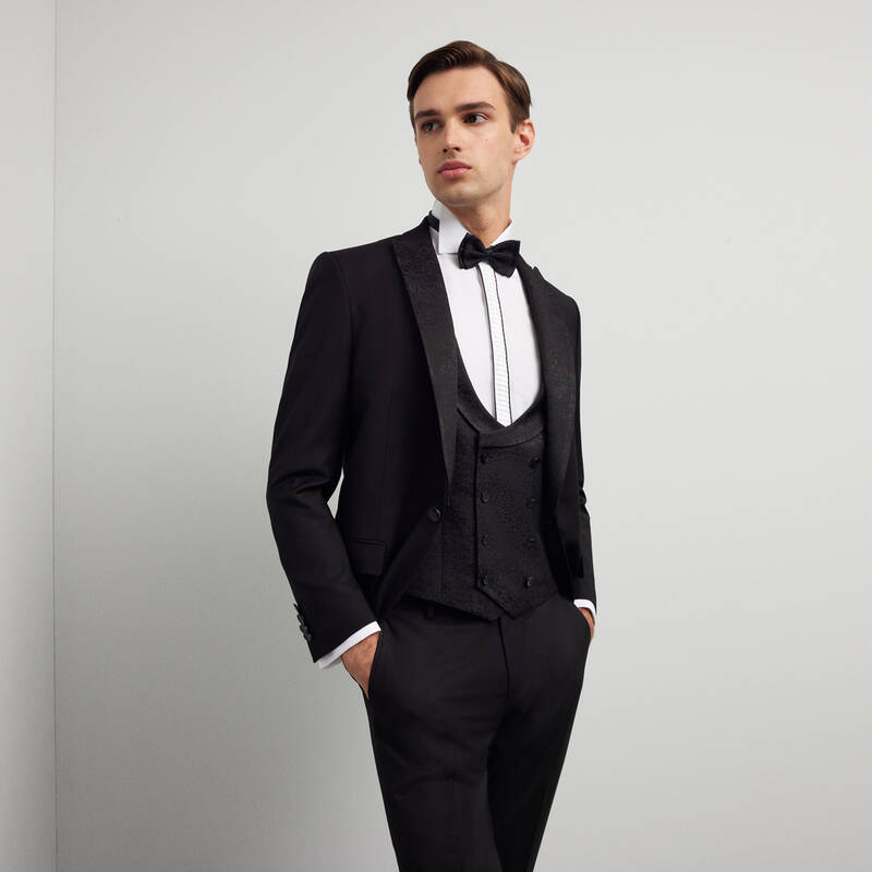 HAPPY CARLO YELEK PAPYON TAKIM SİYAH SMOKIN