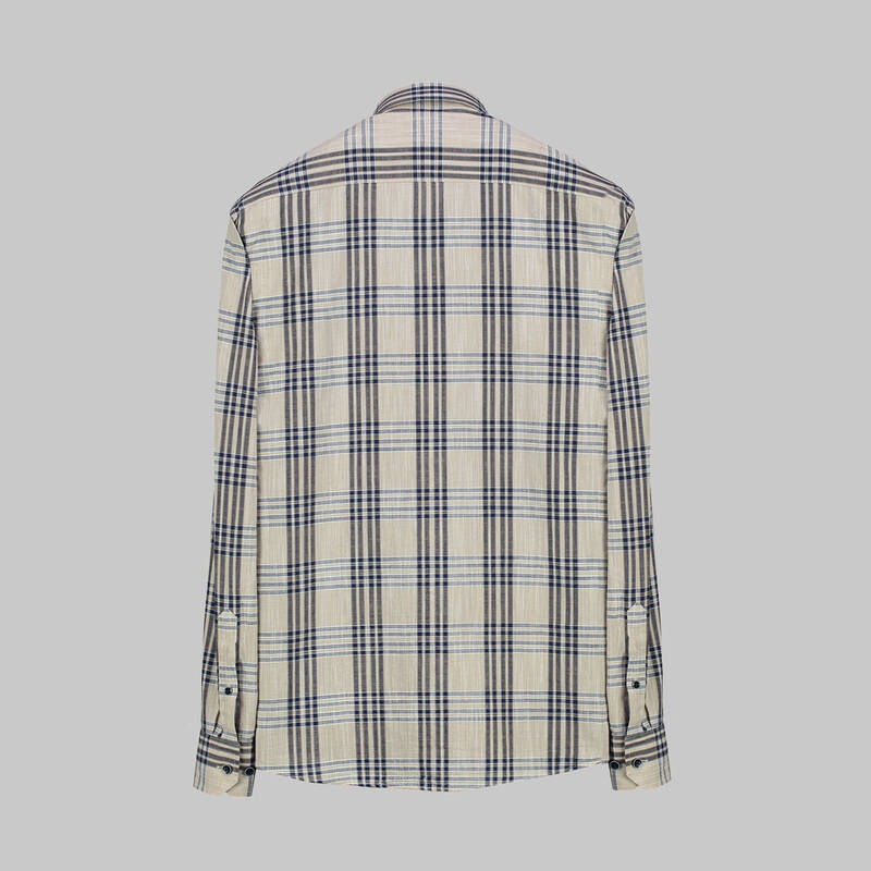 ELETA EKOSE SLİM MAVİ GÖMLEK