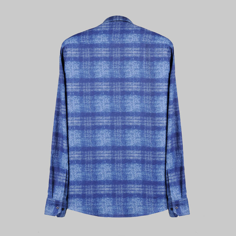 ELETA SLIM FIT KARELI MAVİ GÖMLEK