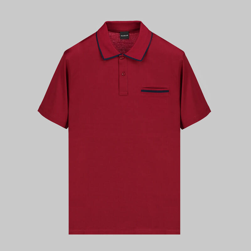POLO YAKA CEP DETAYLI BORDO TİŞÖRT