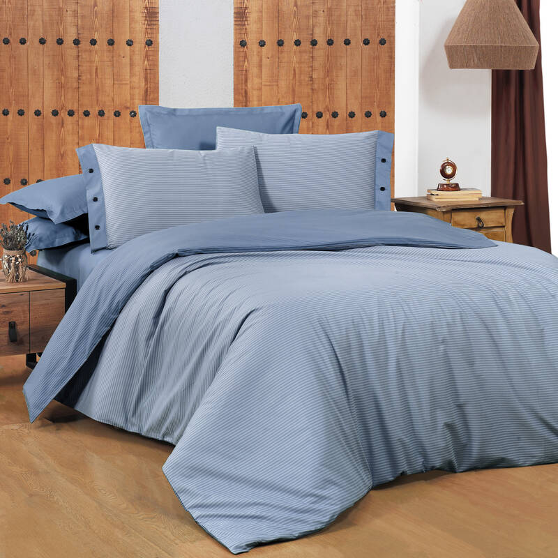 NEW FANCY STRIPE KING SIZE MAVİ NEVRESİM TAKIMI