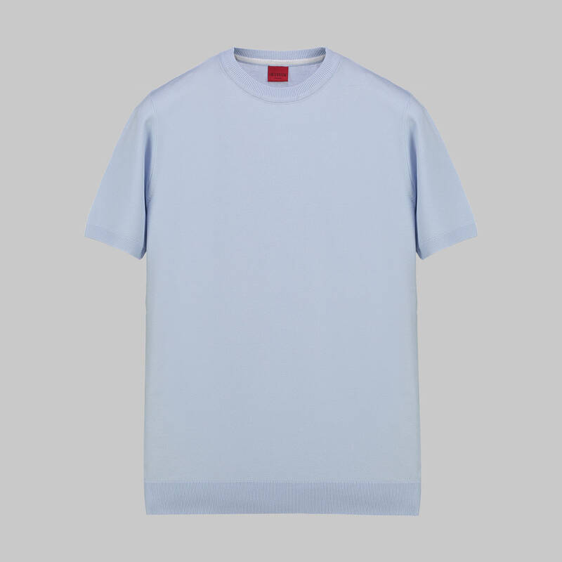 BİSİKLET YAKA BUZ MAVİSİ KISA KOL TRİKO