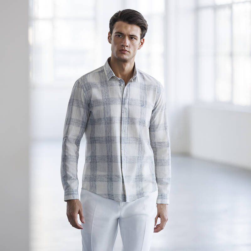 MINOR KARELİ MAVİ GÖMLEK