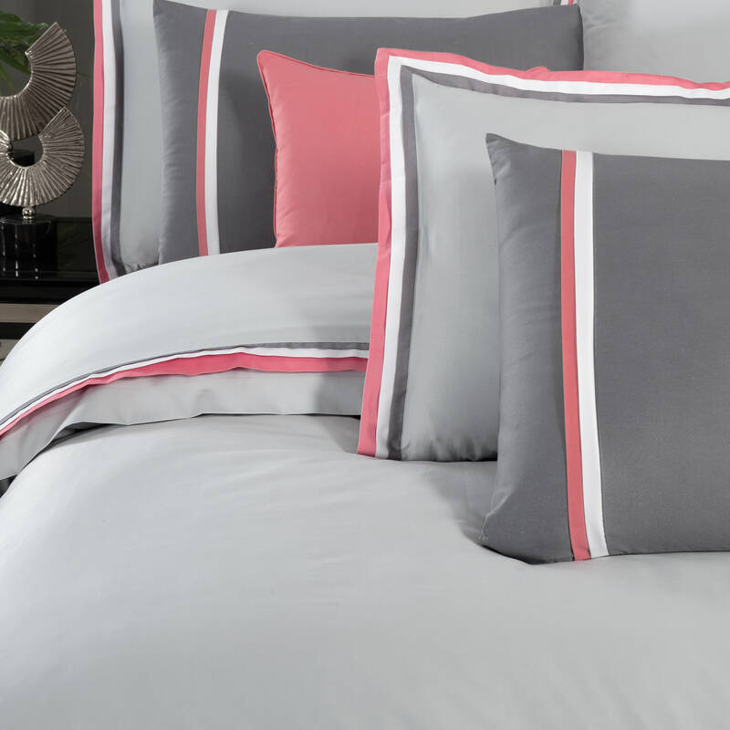 MINSK SATEN KING SIZE GRİ PEMBE NEVRESİM TAKIMI