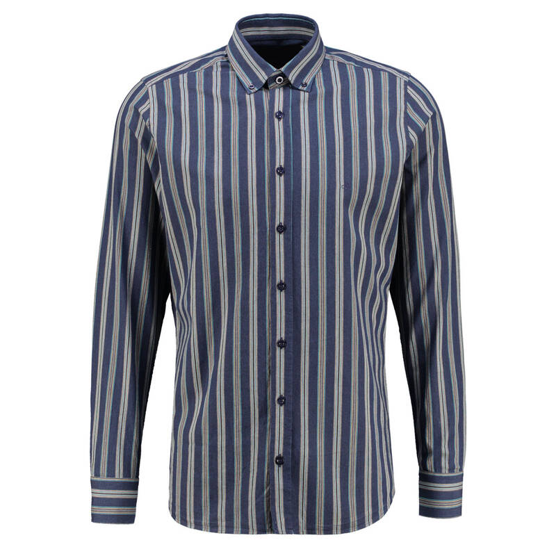 ELETA LACİVERT ÇİZGİLİ GÖMLEK