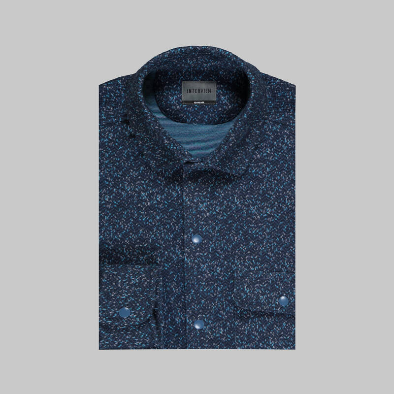 MORESCO DESENLİ LACİVERT GÖMLEK CEKET