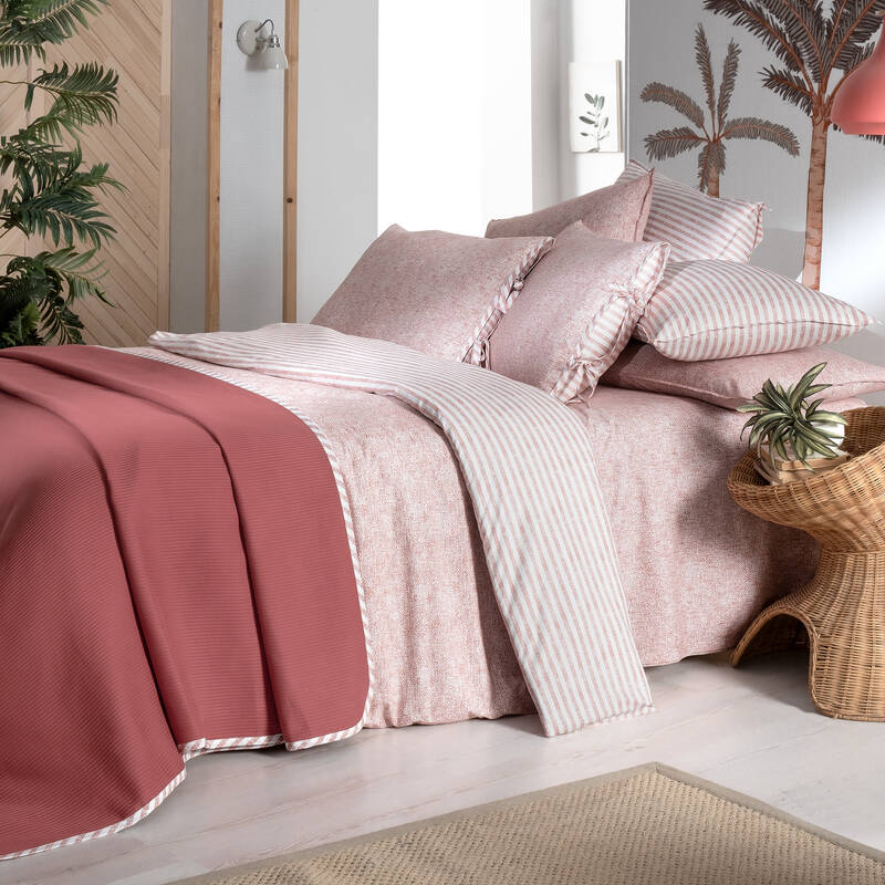 EVA RIVA ÇİFT KİŞİLİK KIRMIZI PİKE TAKIMI NEVRESİM SET