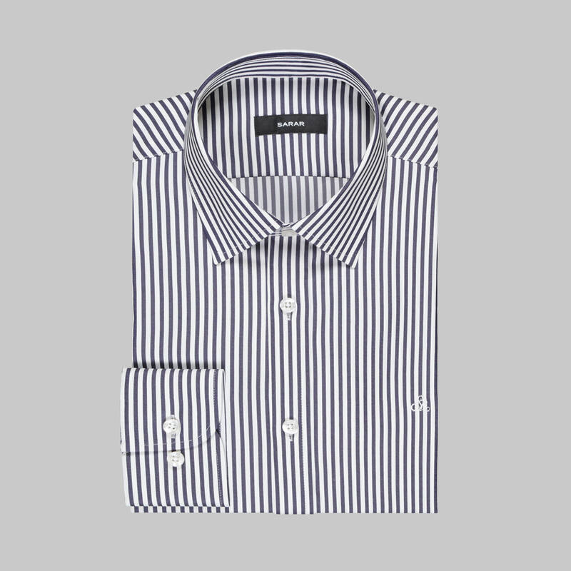 ELVIO ÇİZGİLİ LACİVERT GÖMLEK