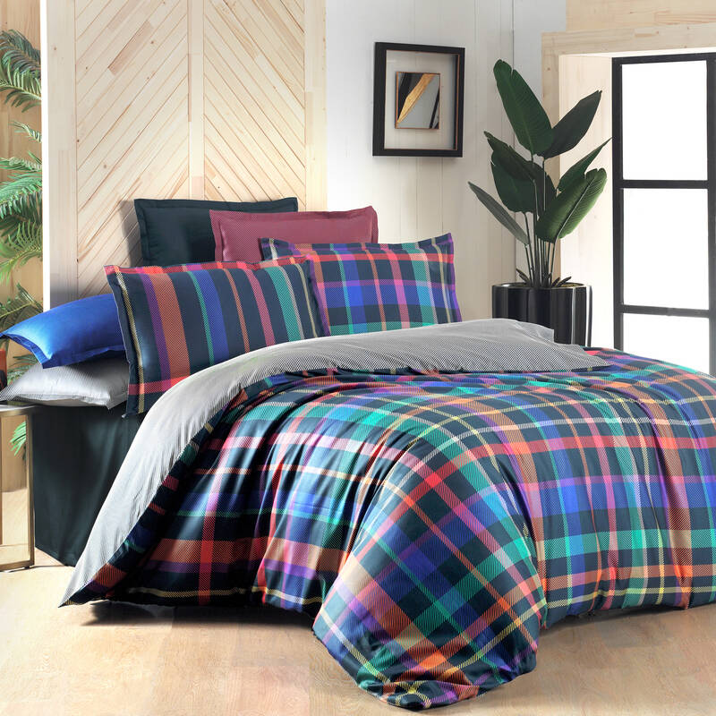 MERLIN SATEN LACİVERT ÇİFT KİŞİLİK NEVRESİM TAKIMI