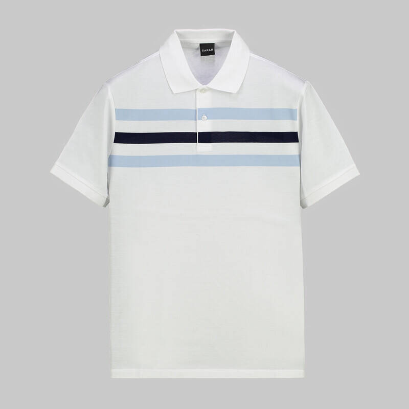 POLO YAKA ÖNÜ ÇİZGİLİ SİYAH TİŞÖRT