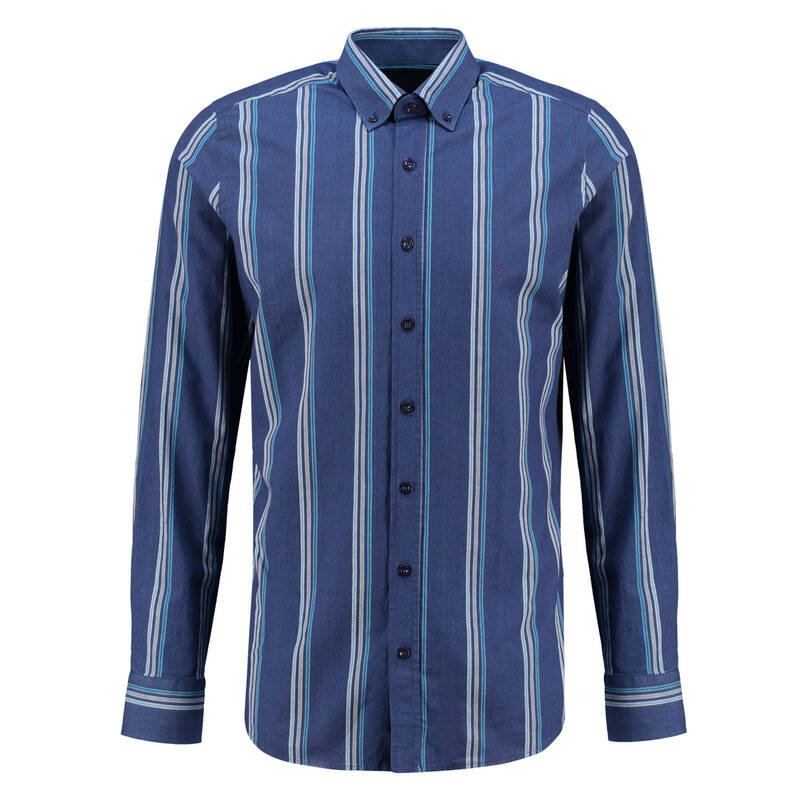 ELETA ÇİZGİLİ LACİVERT GÖMLEK