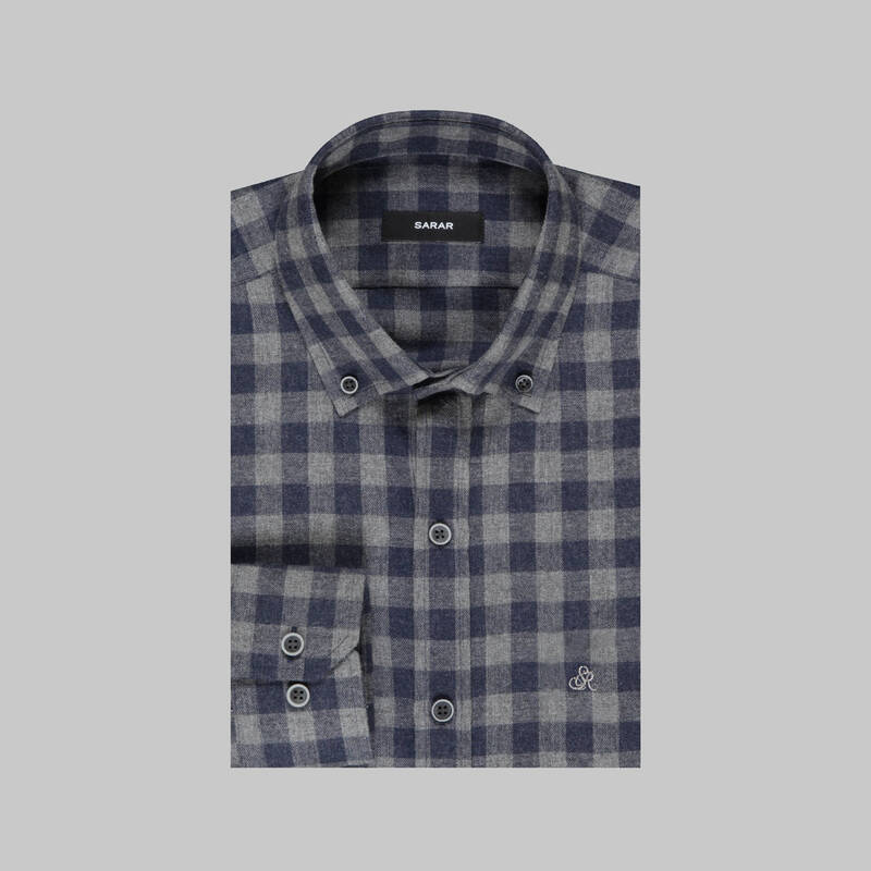 ELETA UZUN KOL KARELİ LACİVERT GÖMLEK