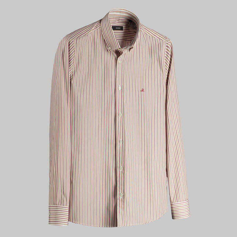 ELETA ÇİZGİLİ BORDO GÖMLEK