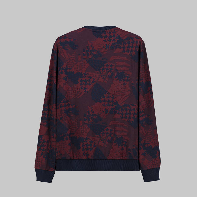 BİSİKLET YAKA BORDO DESENLİ TRİKO