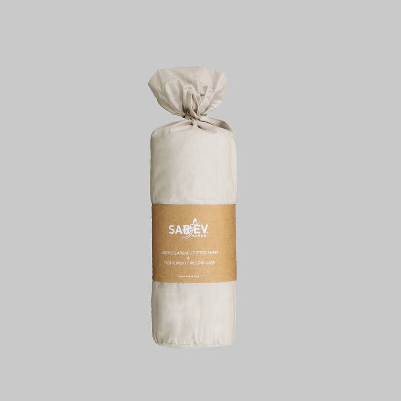 FITTED RANFORCE ÇARŞAF SETİ ÇİFT KİŞİLİK EKRU