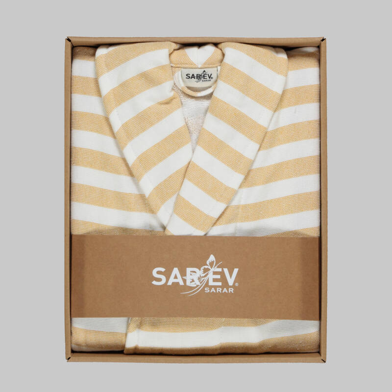 DENIS ÇİZGİLİ SARI BORNOZ