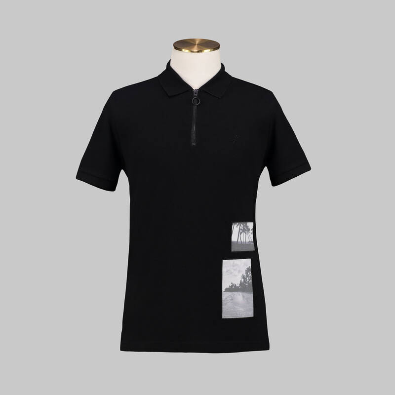 POLO YAKA BASKILI BEYAZ T-SHIRT