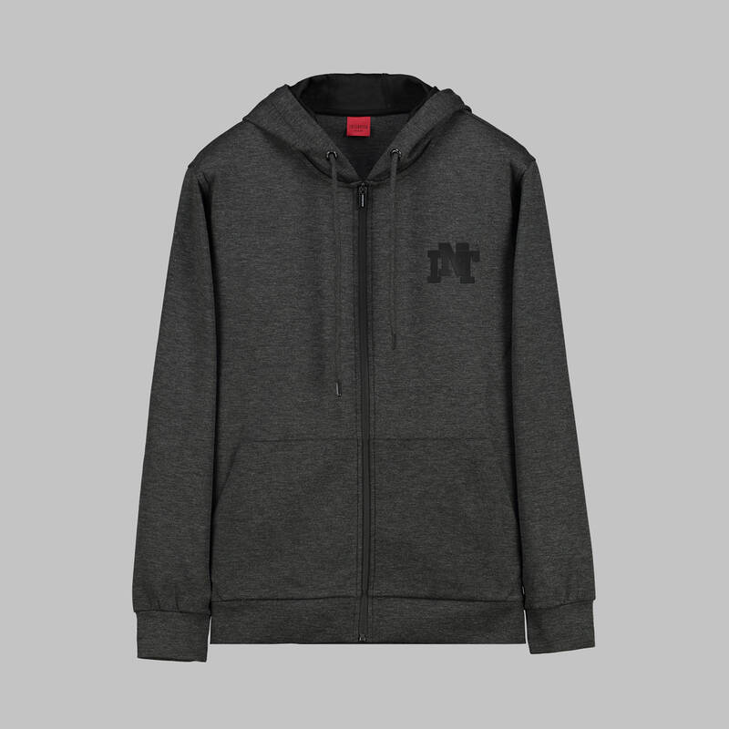 KAPÜŞONLU FERMUARLI GRİ SWEATSHIRT