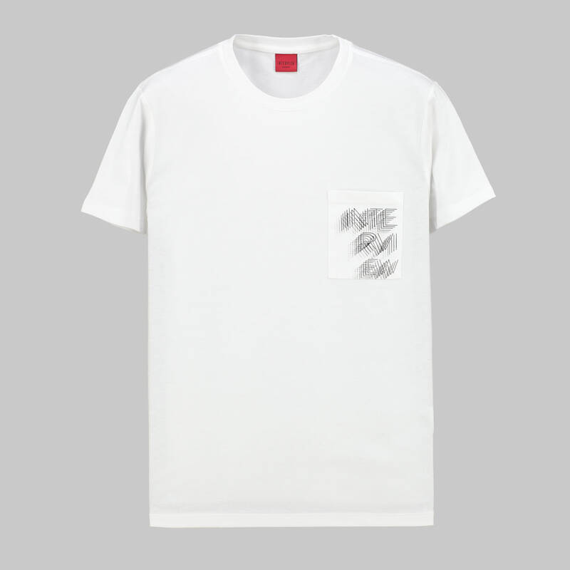 CEP BASKILI BİSİKLET YAKA BEYAZ T-SHIRT