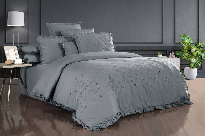 PESTE PERCALE GRİ KING SIZE NEVRESİM TAKIMI