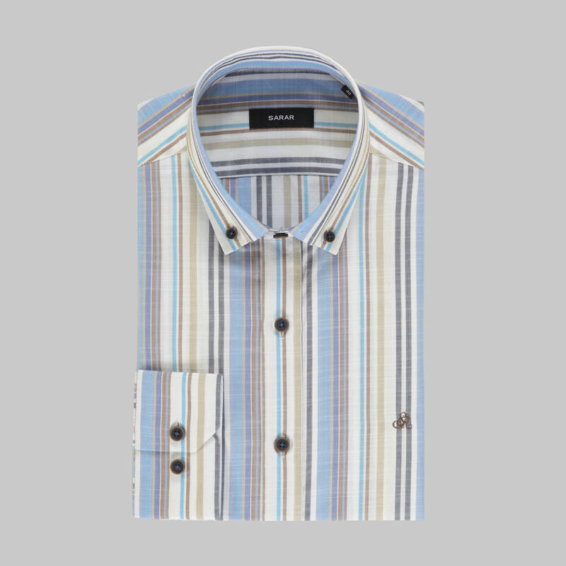 ELETA SLIMEO ÇİZGİLİ TURUNCU GÖMLEK