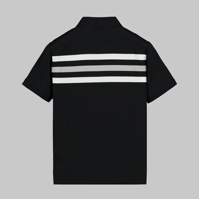 POLO YAKA ÖNÜ ÇİZGİLİ SİYAH TİŞÖRT