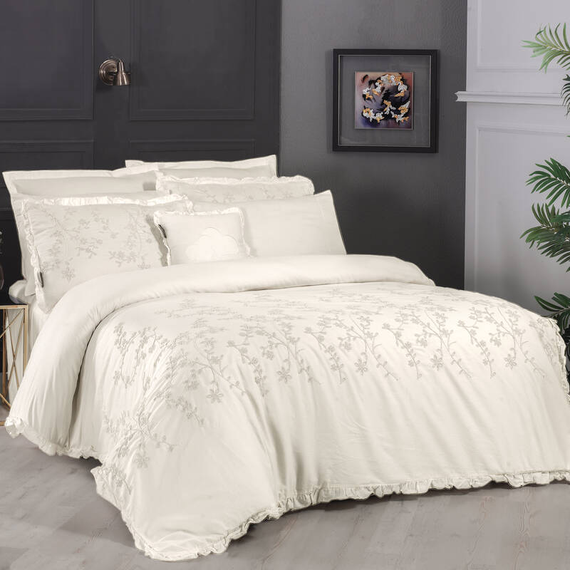 BUDA SATEN ÇİFT KİŞİLİK EKRU NEVRESİM TAKIMI