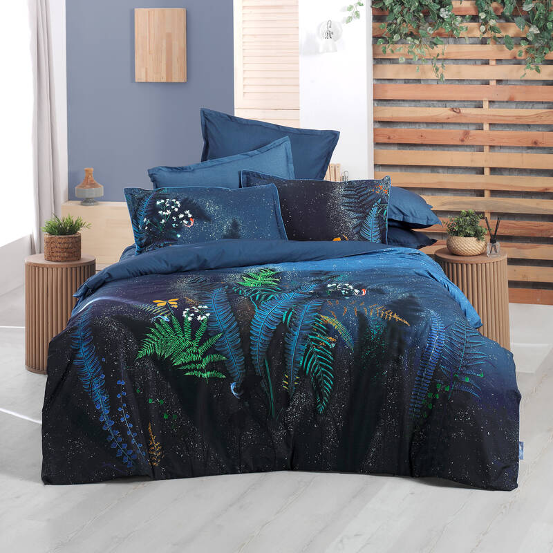 DEEP BLUE FANCY POPLIN ÇİFT KİŞİLİK NEVRESİM TAKIM