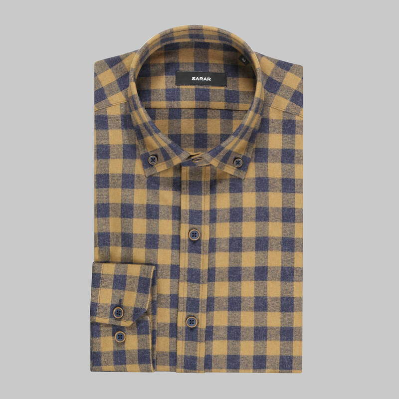 ELETA UZUN KOL KARELİ LACİVERT GÖMLEK