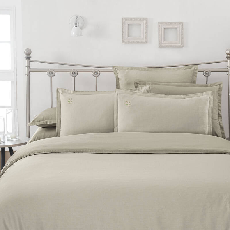 OLIVE ARMÜRLÜ KOYU BEJ ÇİFT KİŞİLİK NEVRESİM TAKIMI