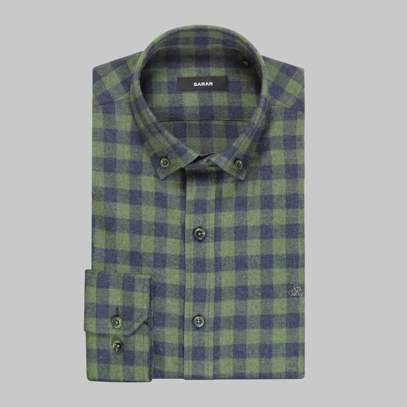 ELETA UZUN KOL KARELİ LACİVERT GÖMLEK