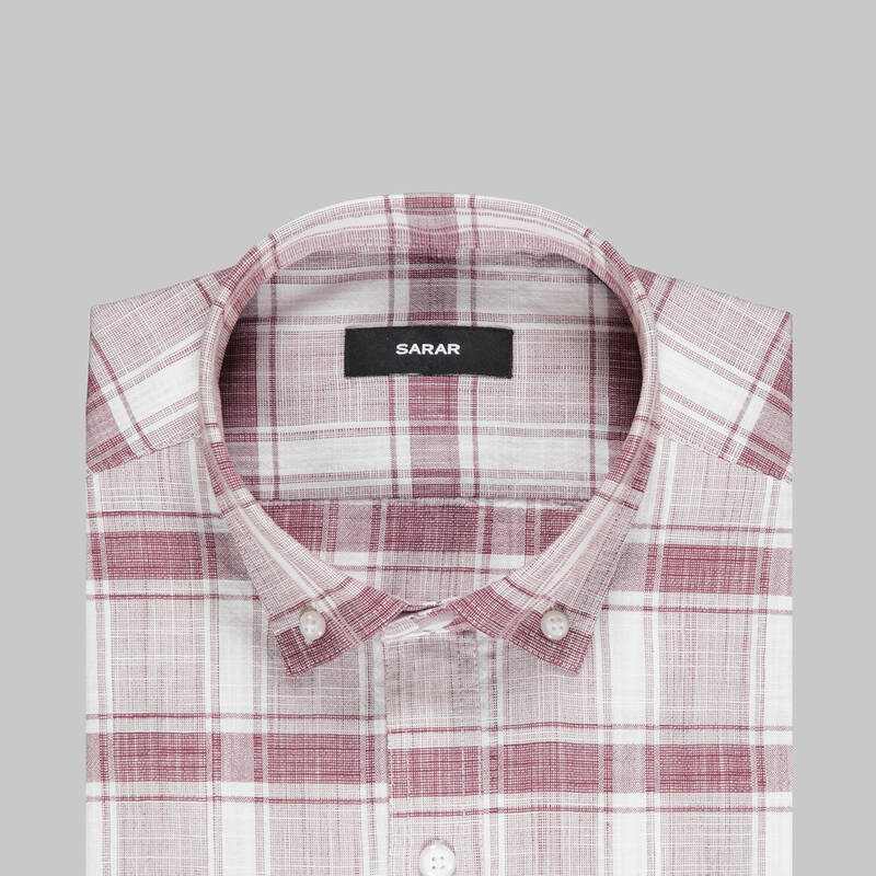 ELETA KISA KOLLU EKOSE LACİVERT GÖMLEK