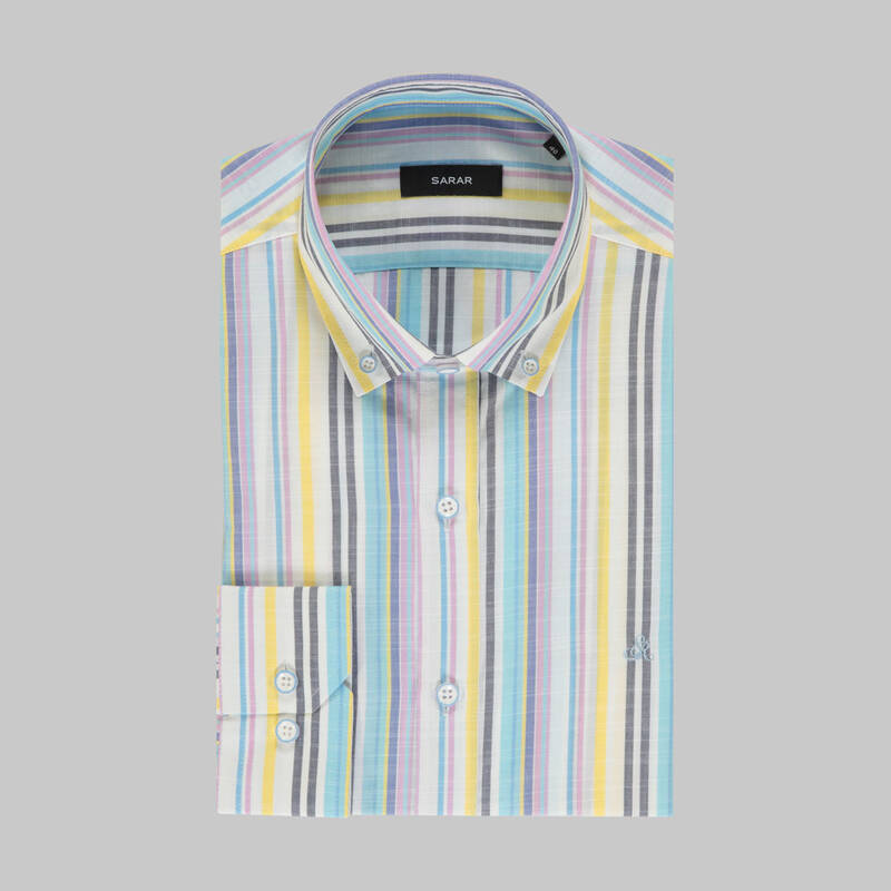 ELETA SLIMEO ÇİZGİLİ TURUNCU GÖMLEK