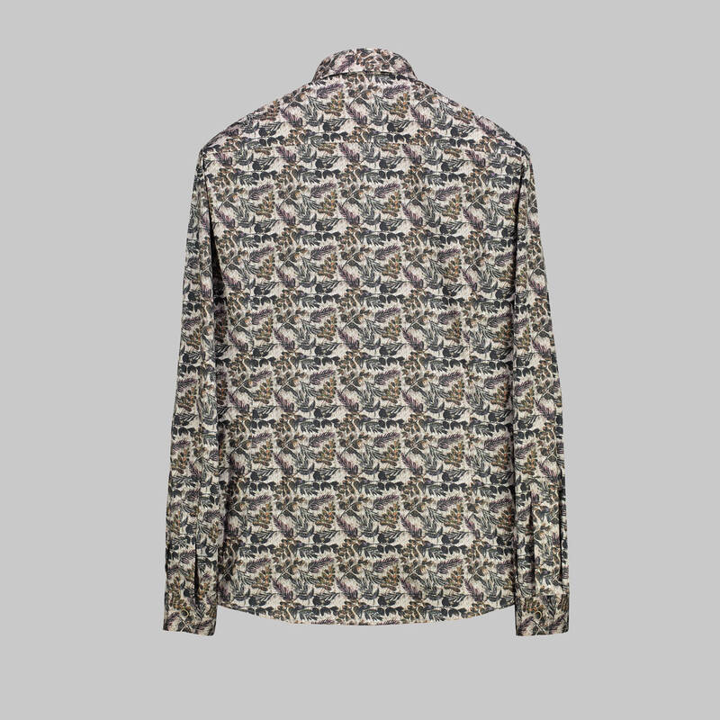 UZUN KOL KAHVERENGİ GOIAS DESENLİ GÖMLEK