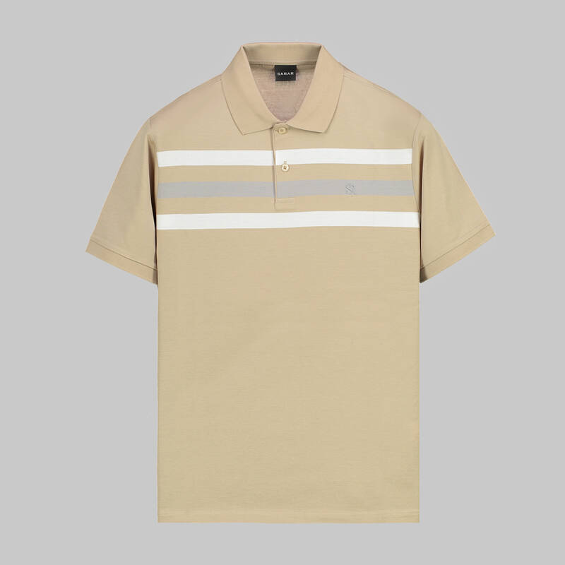 POLO YAKA ÖNÜ ÇİZGİLİ SİYAH TİŞÖRT