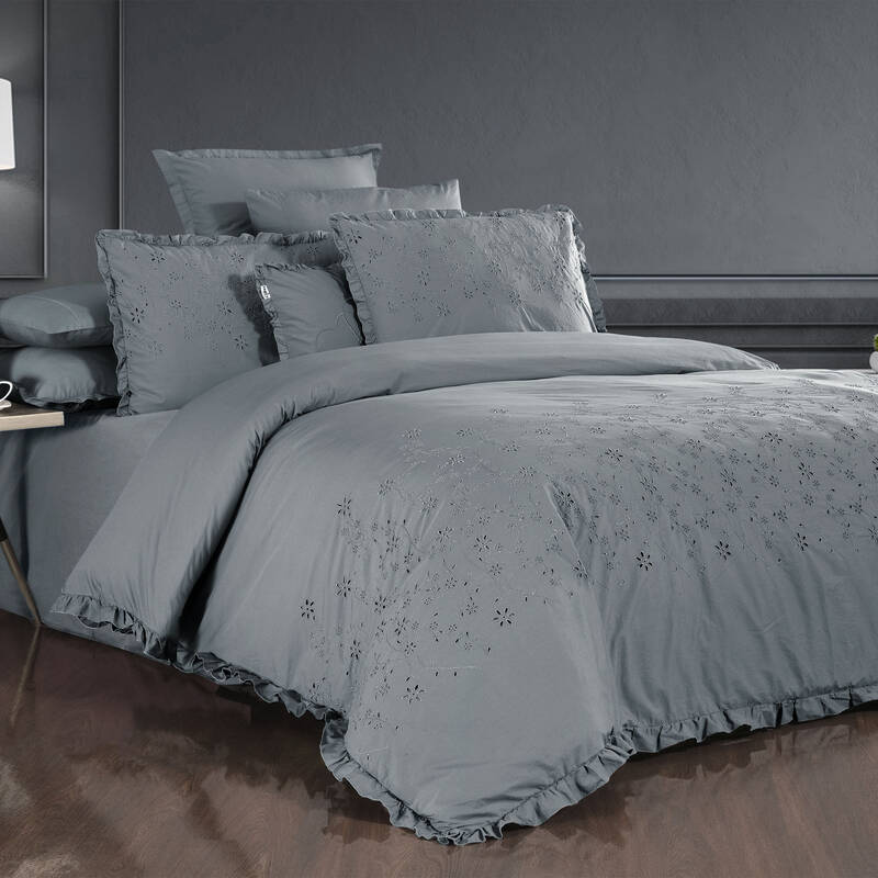 PESTE PERCALE GRİ KING SIZE NEVRESİM TAKIMI