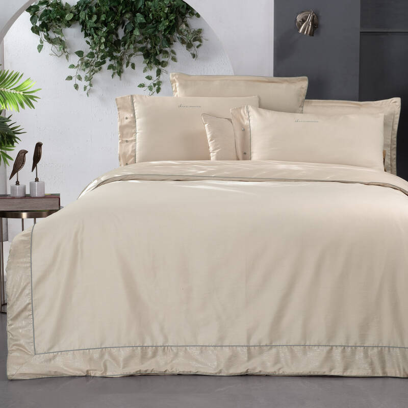 VORONEJ SATEN KING SIZE EKRU NEVRESİM TAKIMI