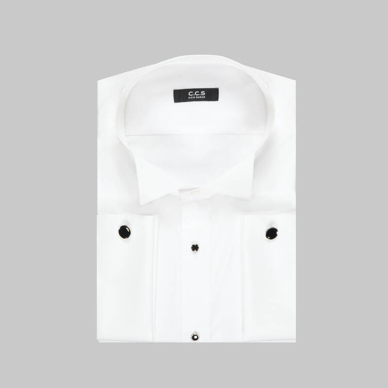 ADES BEYAZ BÜYÜK BEDEN SMOKİN GÖMLEK