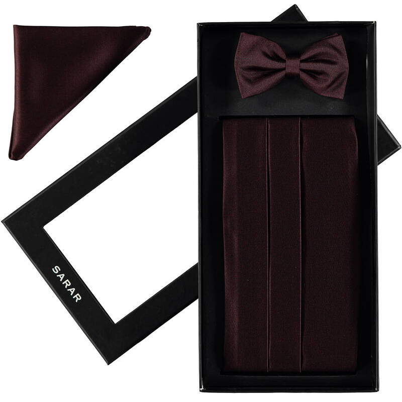 ERKEK BORDO KUŞAK-PAPYON-MENDİL SET