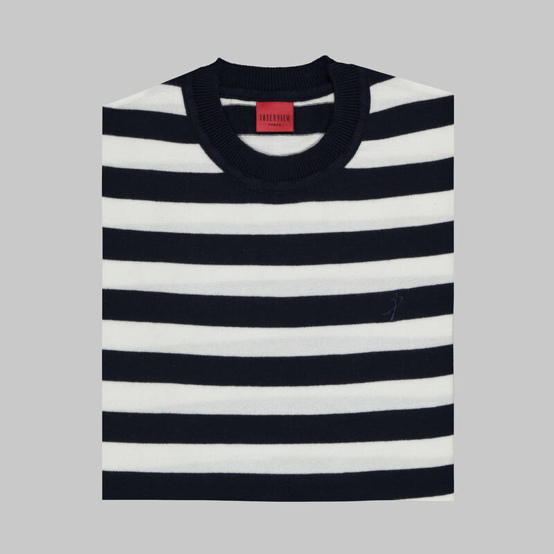 BİSİKLET YAKA KOYU LACİVERT KISA KOL TRİKO