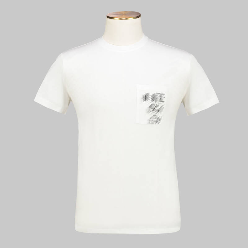 CEP BASKILI BİSİKLET YAKA BEYAZ T-SHIRT