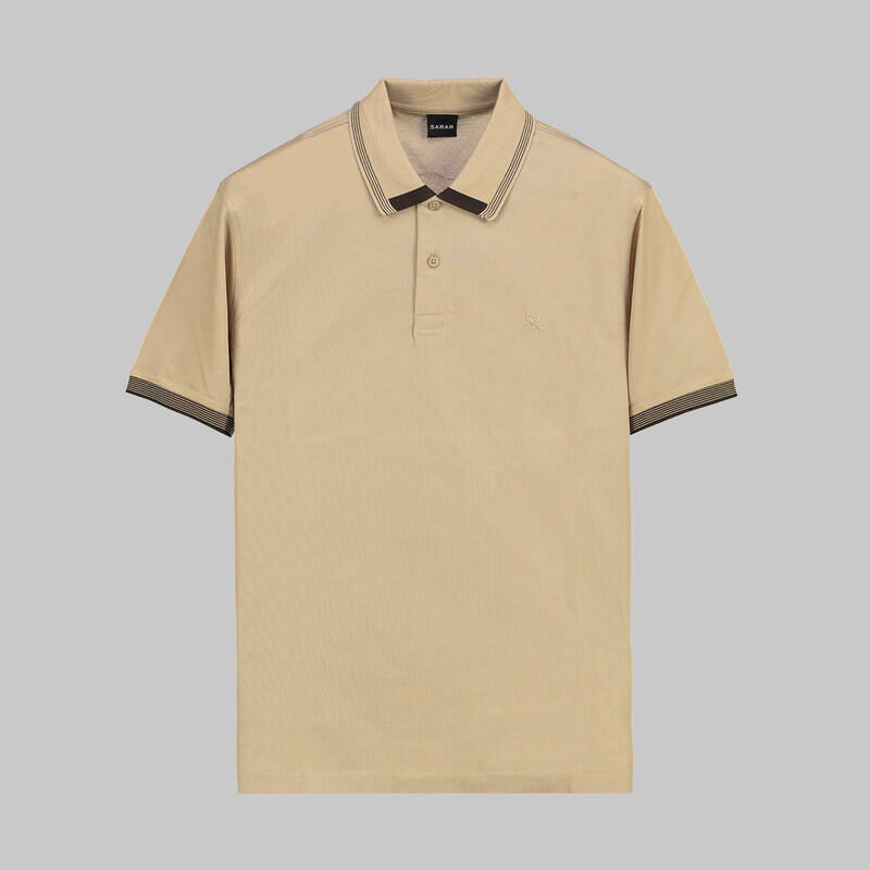 POLO YAKA BİYE DETAYLI İNDİGO TİŞÖRT