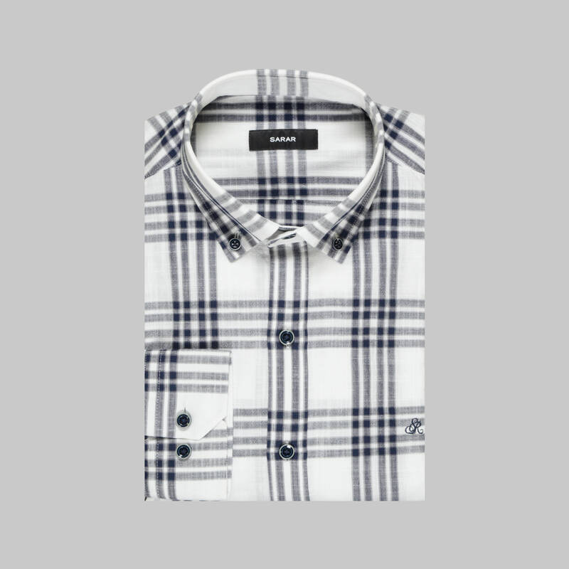 ELETA EKOSE SLİM MAVİ GÖMLEK