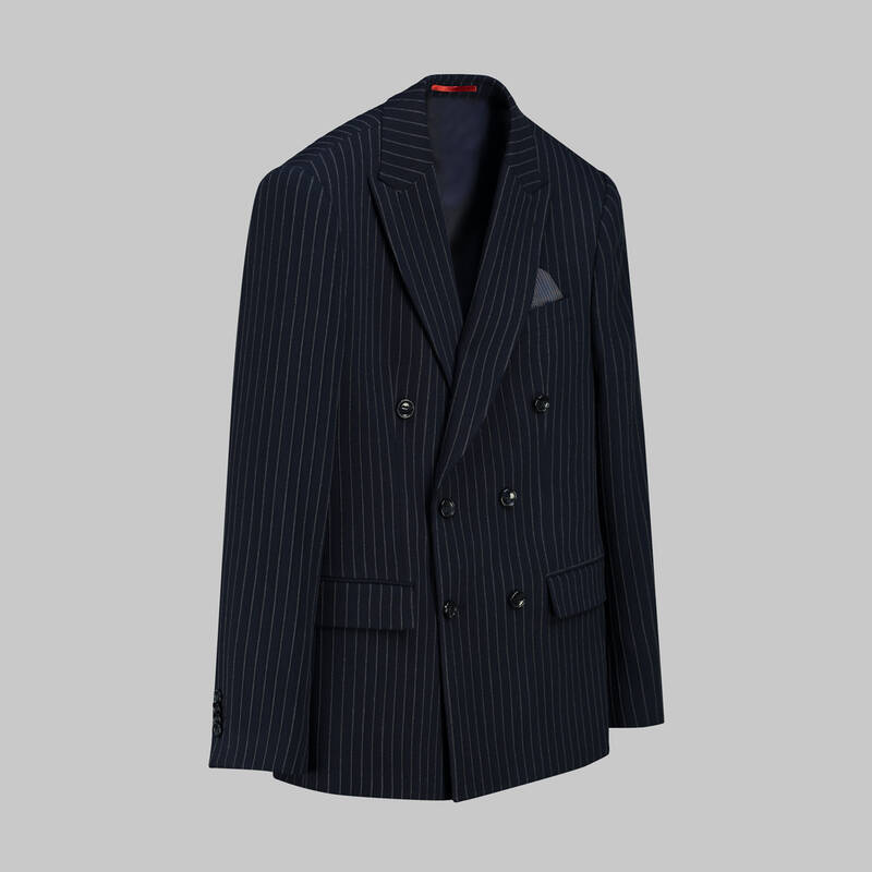 GOLDEN ELY ÇİZGİLİ LACİVERT TAKIM ELBİSE