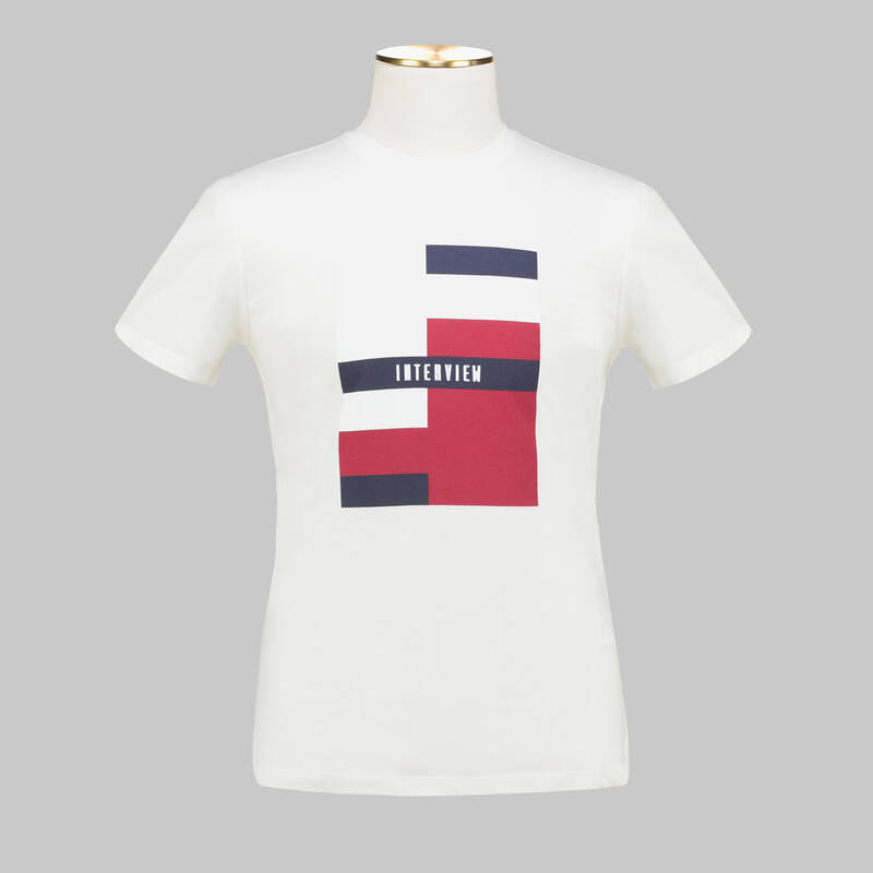 BEYAZ BİSİKLET YAKA BASKILI T-SHIRT