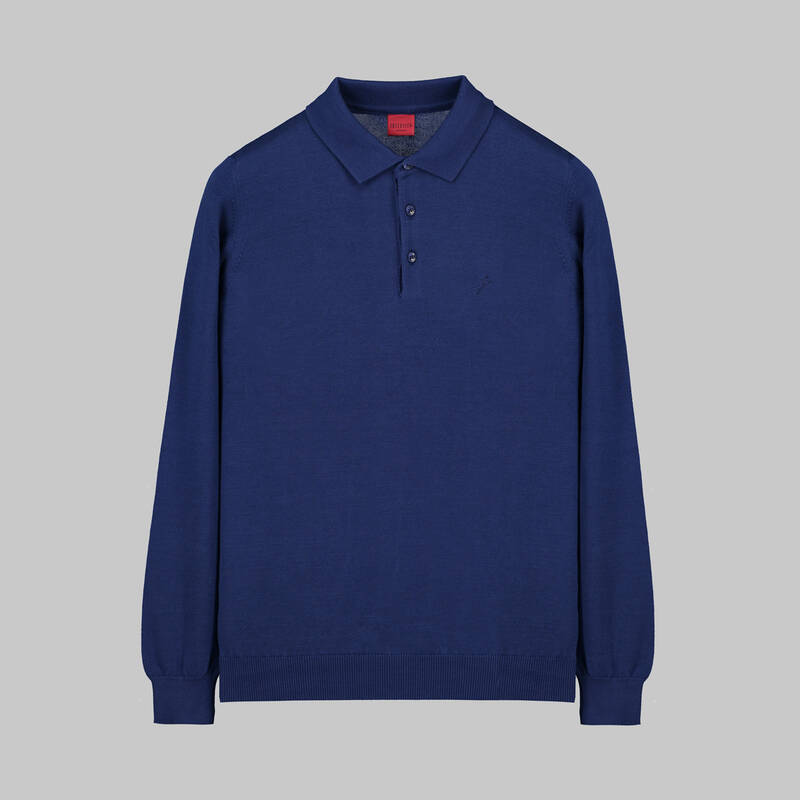 DÜĞMELİ POLO YAKA LACİVERT TRİKO KAZAK