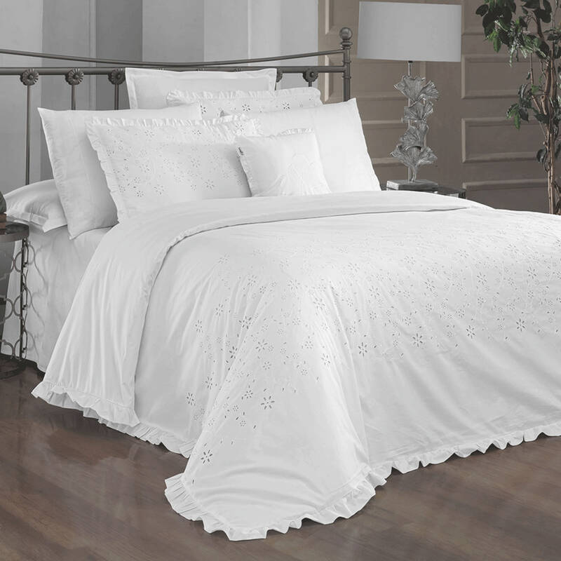 PESTE PERCALE BEYAZ ÇİFT KİŞİLİK NEVRESİM TAKIMI