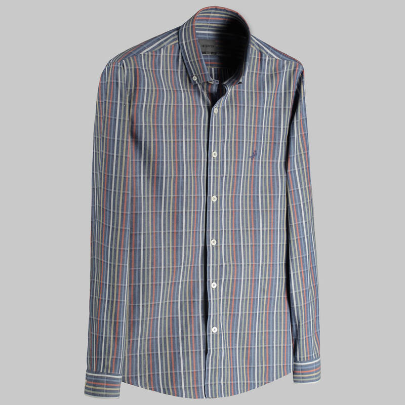 GOIAS SOHO ÇİZGİLİ LACİVERT GÖMLEK